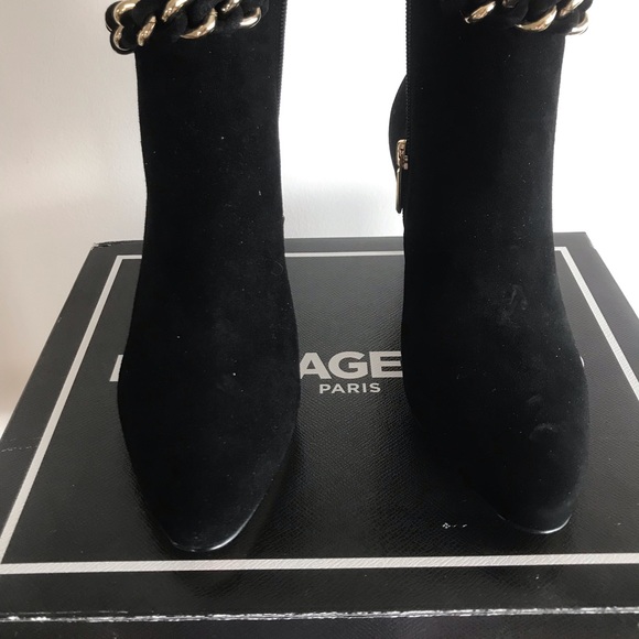 Boots Shoes heels - Karl Lagerfeld Black New Suede Boot, booties, shoes  NEW - Picture 2 of 8